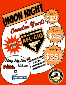 AFL-CIO Union Night at Camden Yards 2023  Baltimore County Federation of  Public Employees Local 4883